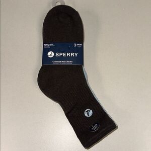 SPERRY Women’s Tan Blue Brown Cushion Mid Crew Super Soft Socks 3 Pack